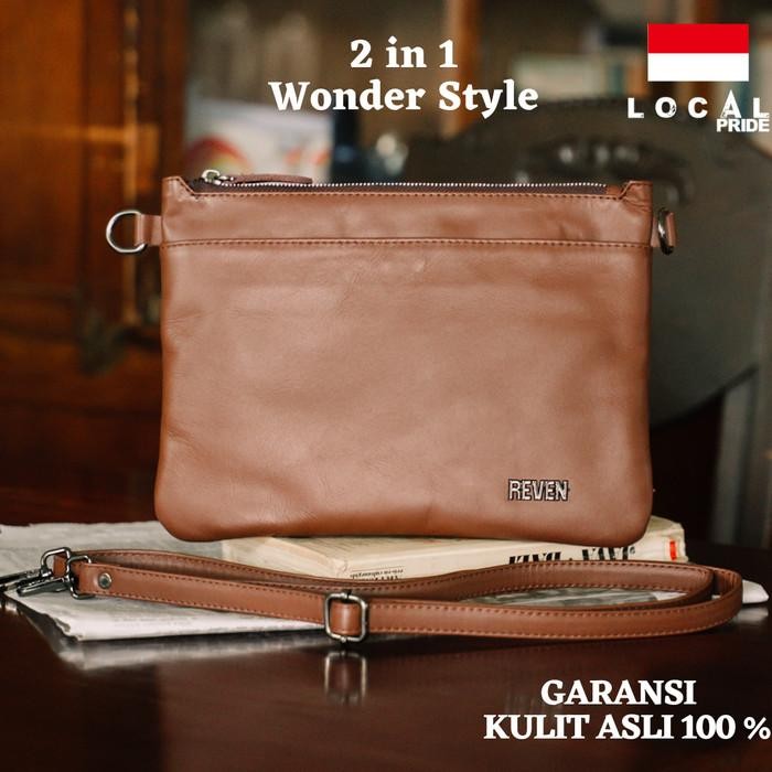 Tas Tangan Pria Branded Kulit Asli Premium Clutch Handbag Nappa Leather Reven Adam Original Premium