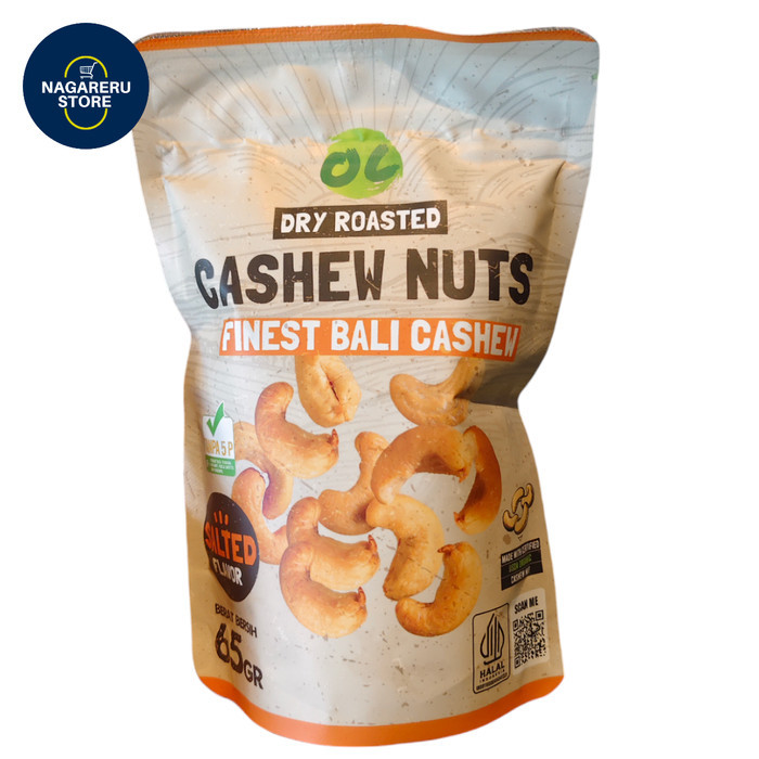 

Organic center dry roasted cashew nuts finest bali cashew salted flavor 65g