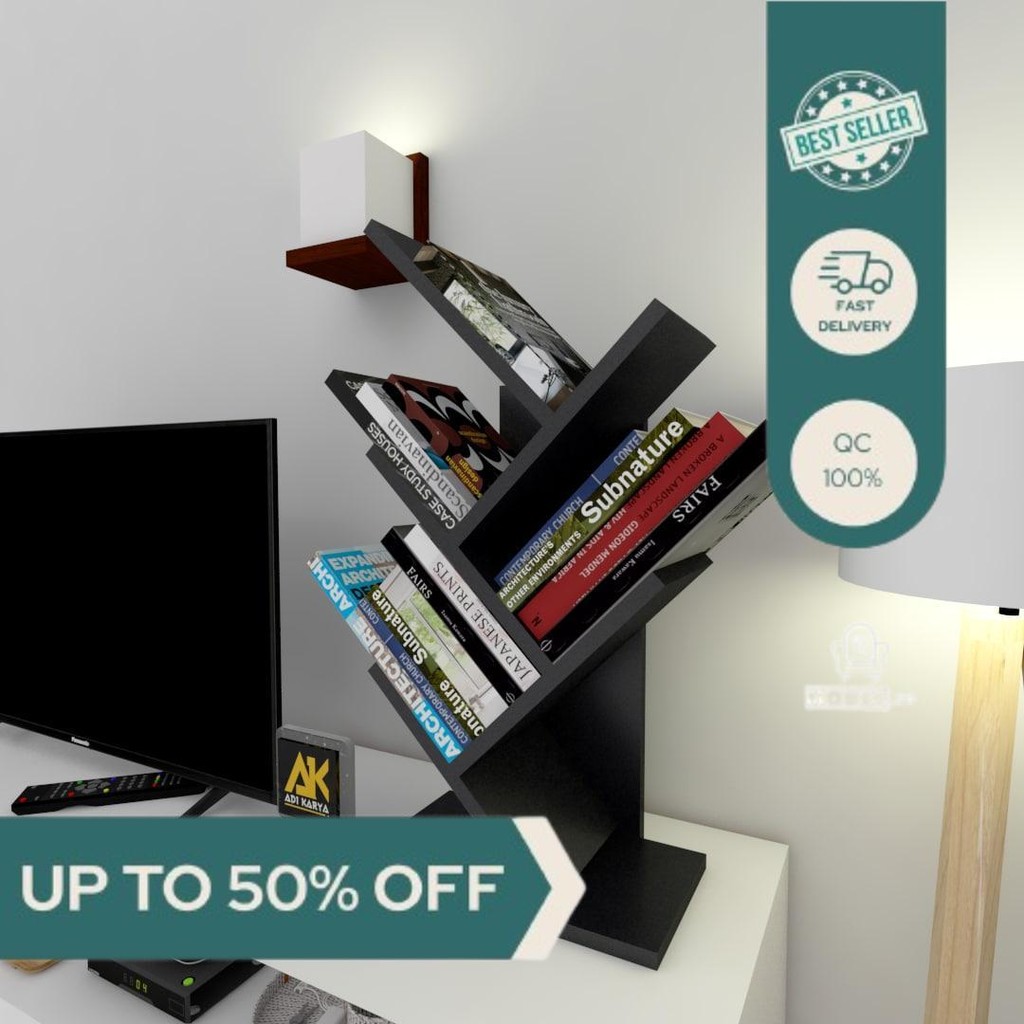 Rak Buku Portable Kayu Kuat Kokoh Kotak Buku Mini Rak Serbaguna