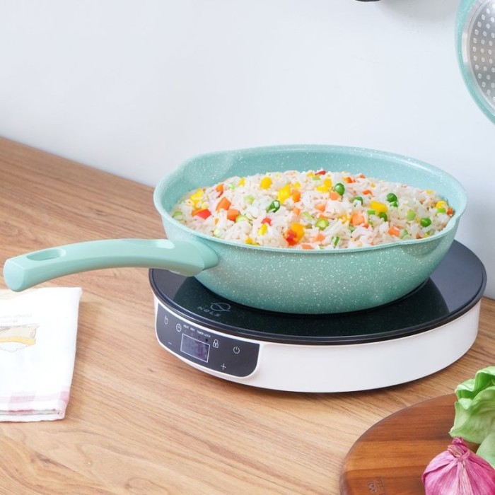 Wajan Wok Pan Marble 26 Cm COOKING COLOR Wajan Penggorengan Aluminium Bulat