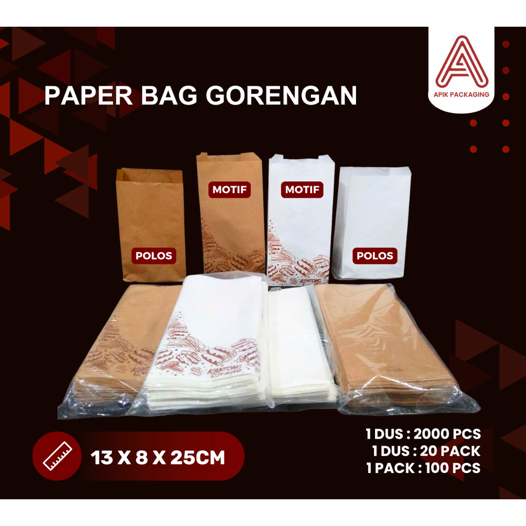 ( WHITE ) PAPER BAG GORENGAN WARNA PUTIH MEREK GRADE / PAPER GORENGAN WHITE / KANTONG GORENGAN