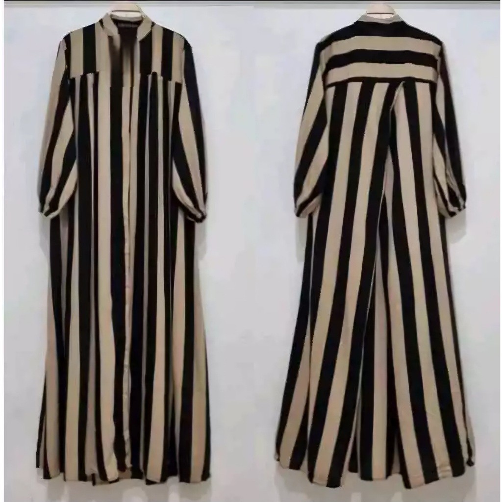 Gamis Salur Dewasa Viral Kekinian Premium Terbaru Midi Dress Wanita Kekinian Dress Garis Garis