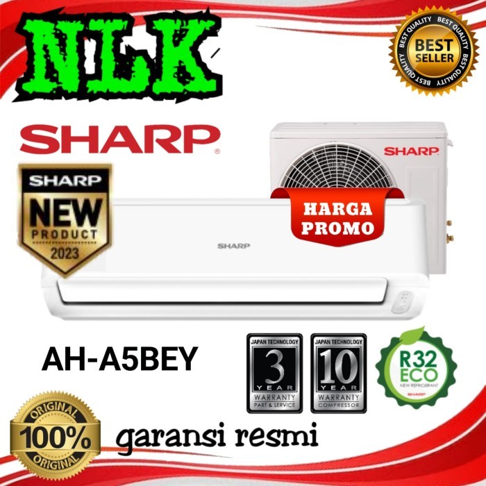 AC SHARP AH-A5UCY +PASANG+INSTALASI PIPA BREKET- 1/2 PK TURBO COOL R32