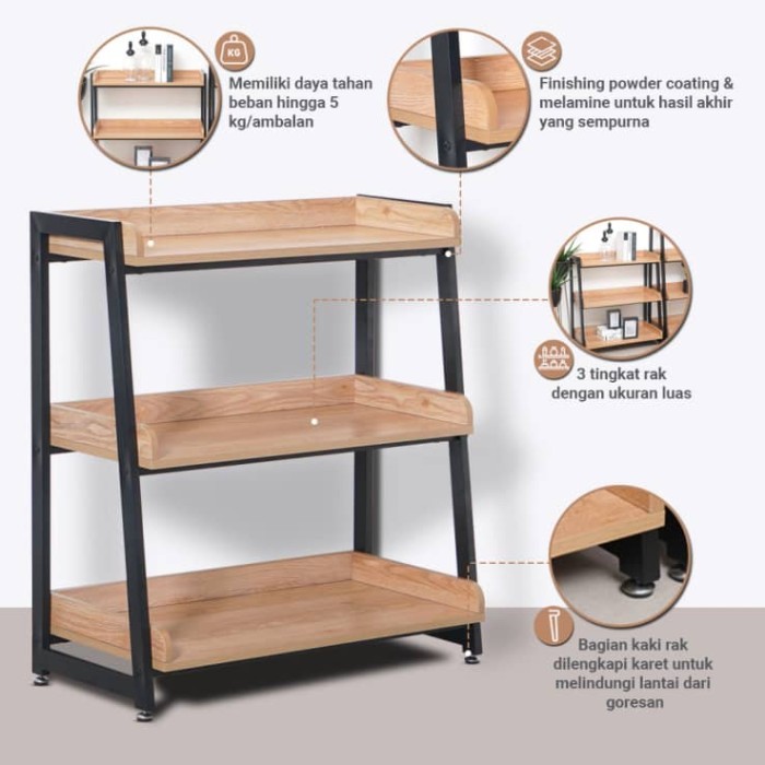 Rak Penyimpanan Dekorasi Rumah INFORMA Mossy Rak Besi 3 Susun