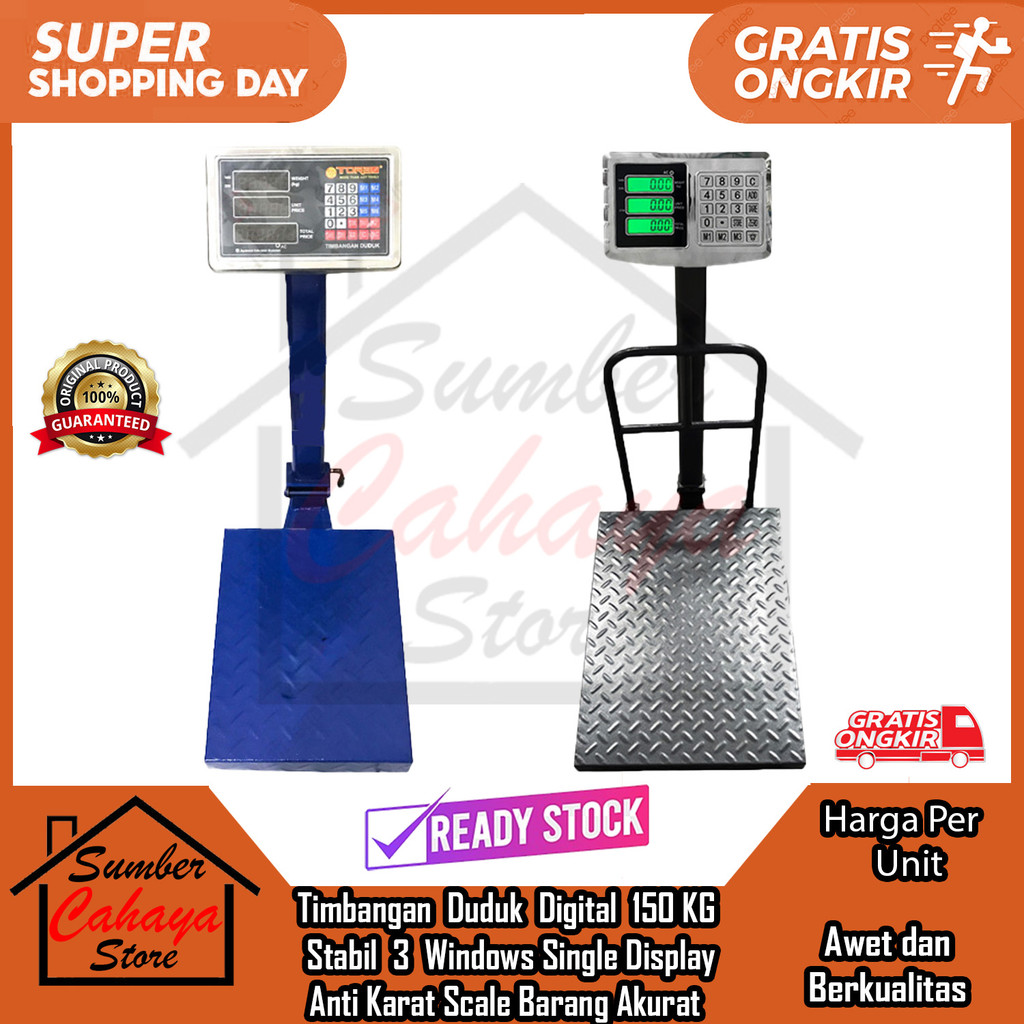 Timbangan Digital Duduk Maksimal Mengukur Berat Kapasitas Body Scale 150 Kg Kilogram Buah-Buahan Bar