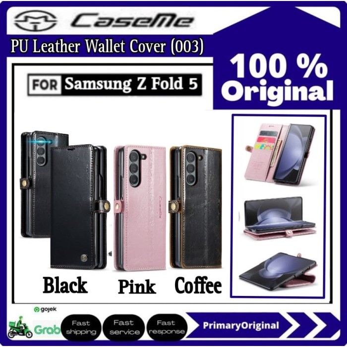 CASEME Case Samsung Galaxy Z Fold 5 Fold5 CASEME 003 Soft PU Leather Flip Wallet Case with 2 Card Sl