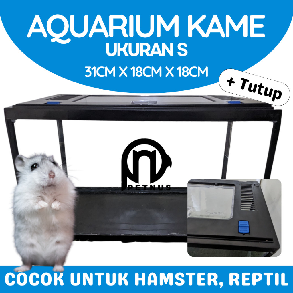 Aquarium Nikita Pendek S + Tutup - Aquarium/terrarium reptil/hamster/ikan kokoh dan murah