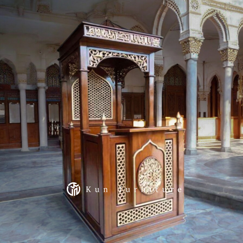 Mimbar Masjid Jati Minimalis Jepara Kubah Murah Mewah Ornamen