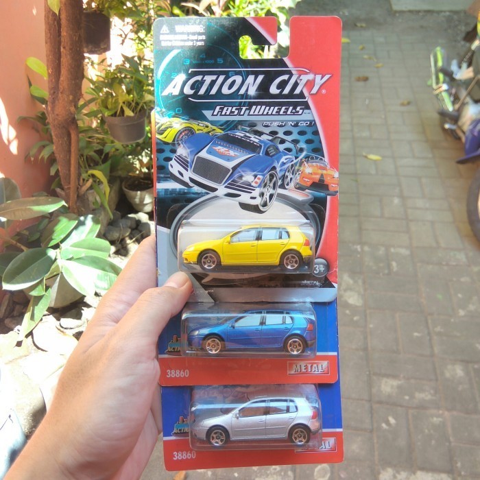 VW GOLF MK5 set 3Pcs Realtoy Action City Fastlane Miniatur Mainan Diecast