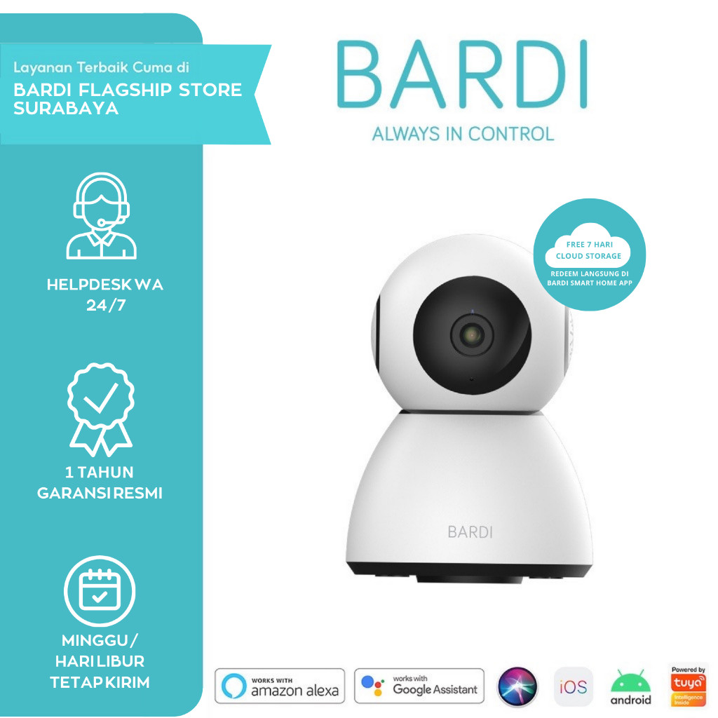 BARDI CCTV Indoor PTZ Smart IP Camera 360° Motion Tracking