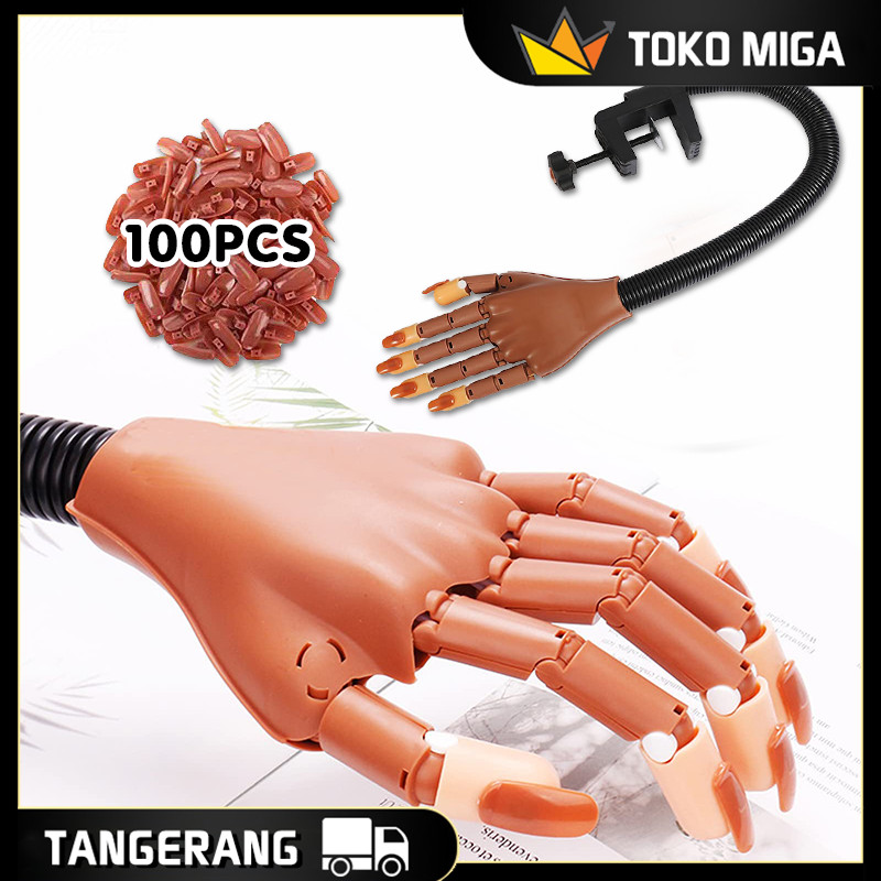 Manekin Tangan Nail Art Bahan Silikon ABS Latihan Kuku Tangan Palsu Adjustable Reusable