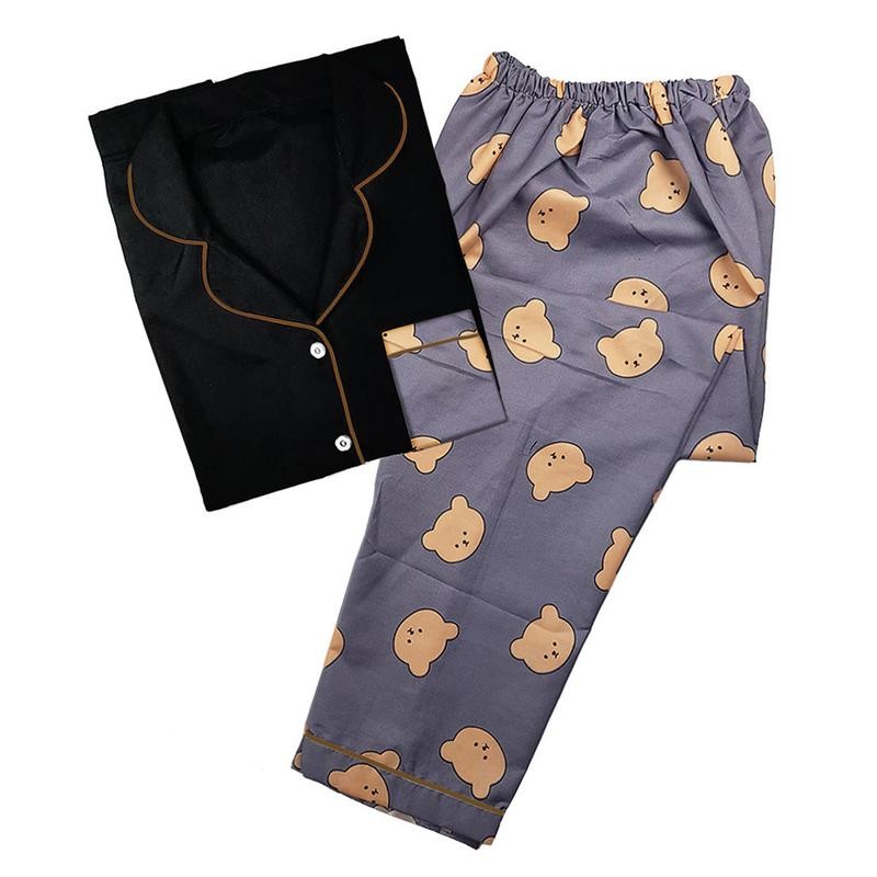 

Baju Tidur Piyama Wanita Dewasa Setelan Lengan Pendek Celana Panjang Motif Kombinasi Katun All Size