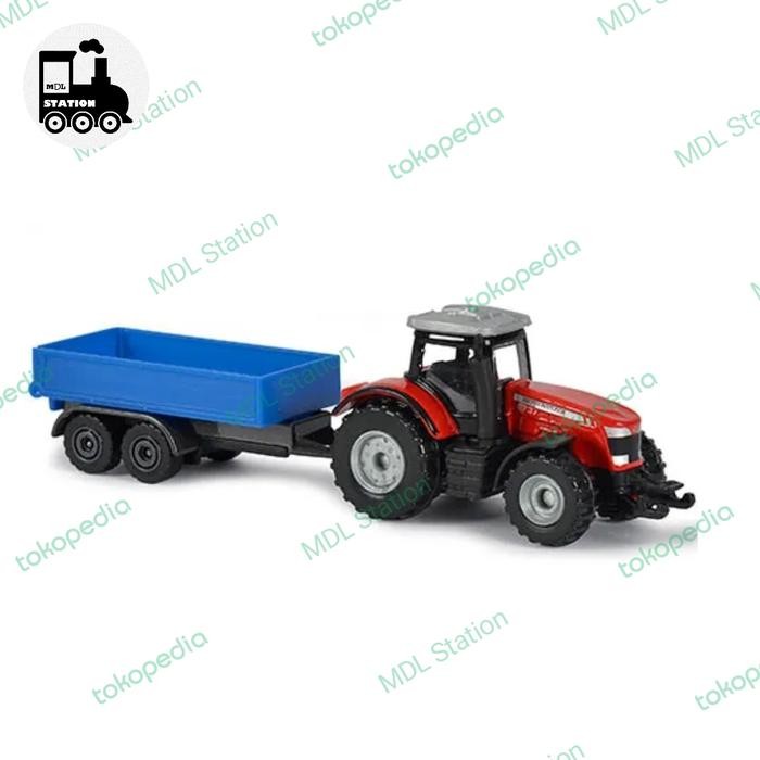 XMCH Majorette Trailer Diecast - Massey Ferguson 8737 Tractor With Trailer