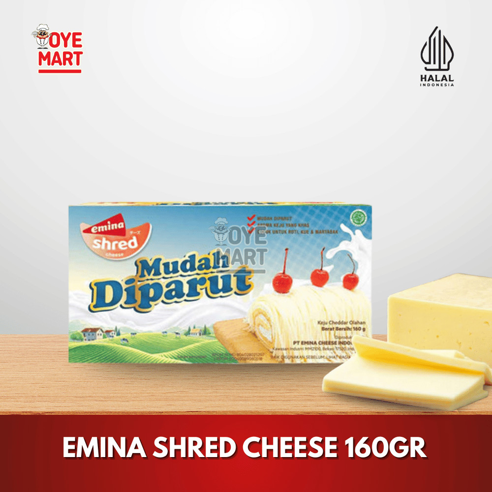 

EMINA SHRED CHEESE 160GR / KEJU CHEDDAR OLAHAN