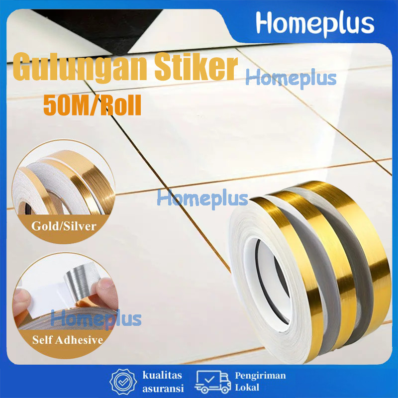 HomePlus 50M/Roll Gulungan Sticker Gold / Pembatas Nat Keramik