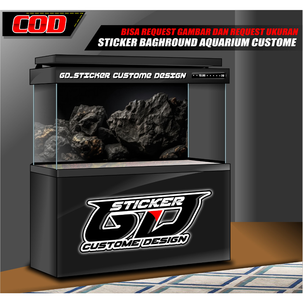 STICKER AQUARIUM / BACKGROUND AQUARIUM / WALLPAPER AQUARIUM BATU ROCK / BEBATUAN ALAM