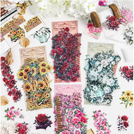 

30 Lembar Sticker Bunga WORLD GARDEN SERIES Deco Waterproof Scrapbook Stickers