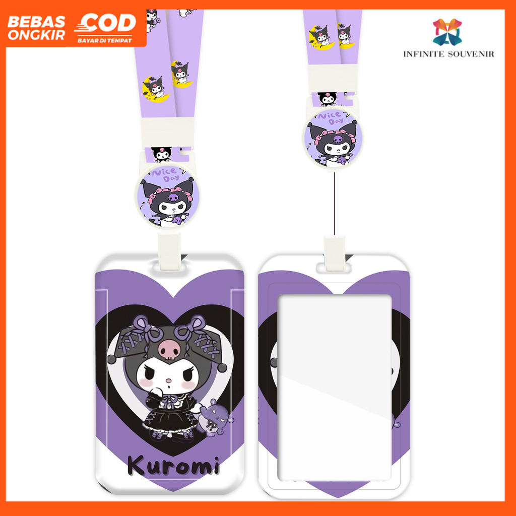 

(N017) ID Card Holder Tali Yoyo Kuromi / Nametag Yoyo Kuromi Black Purple / Card Holder Yoyo / Sanrio / Card Holder Tali Bisa Ditarik