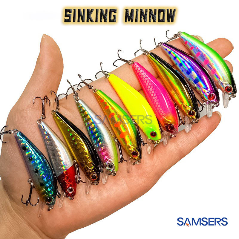 5.5cm/6.5g Umpan Lure Minnow Slow Sinking Fishing Bait Set Tackle Lure Hook Fishing Lure Fishing