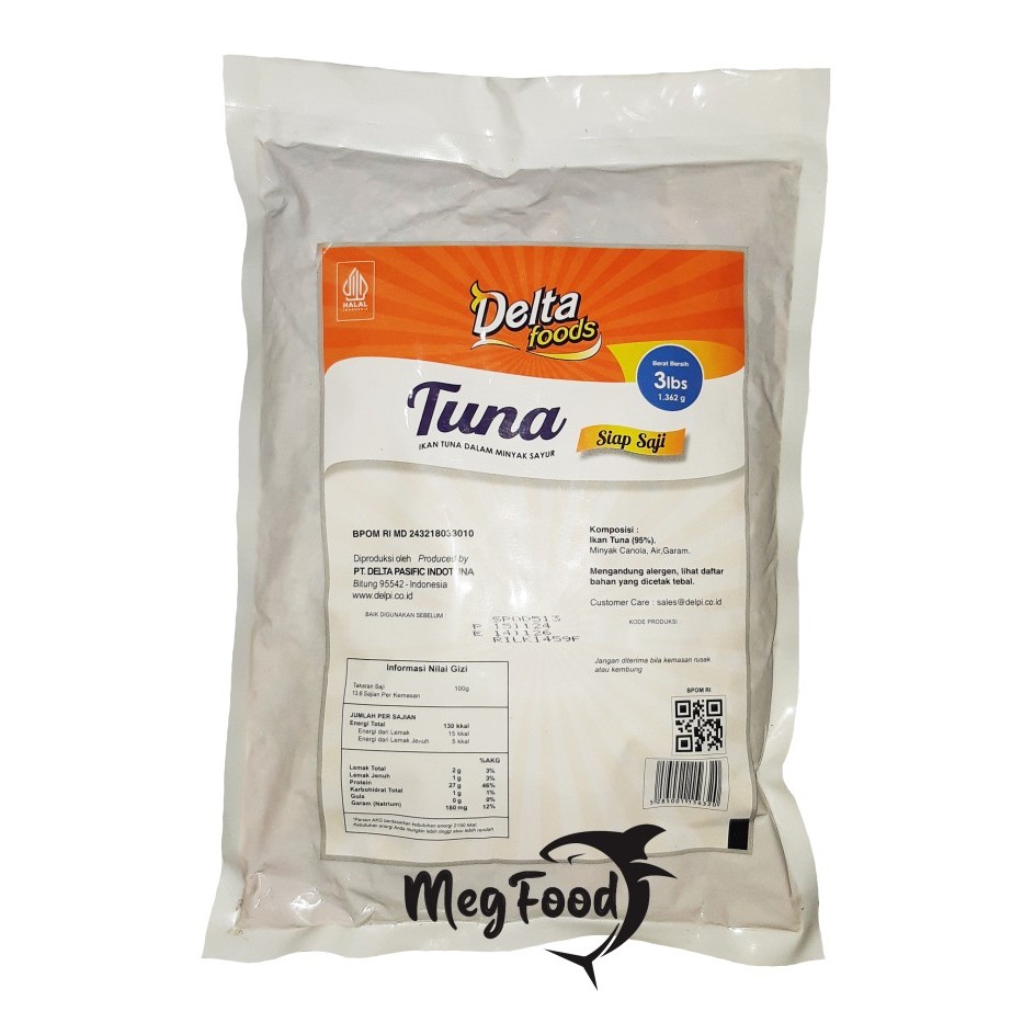 

Tuna Delta Foods 1,362 Gram | Ikan Tuna Dalam Minyak Sayur