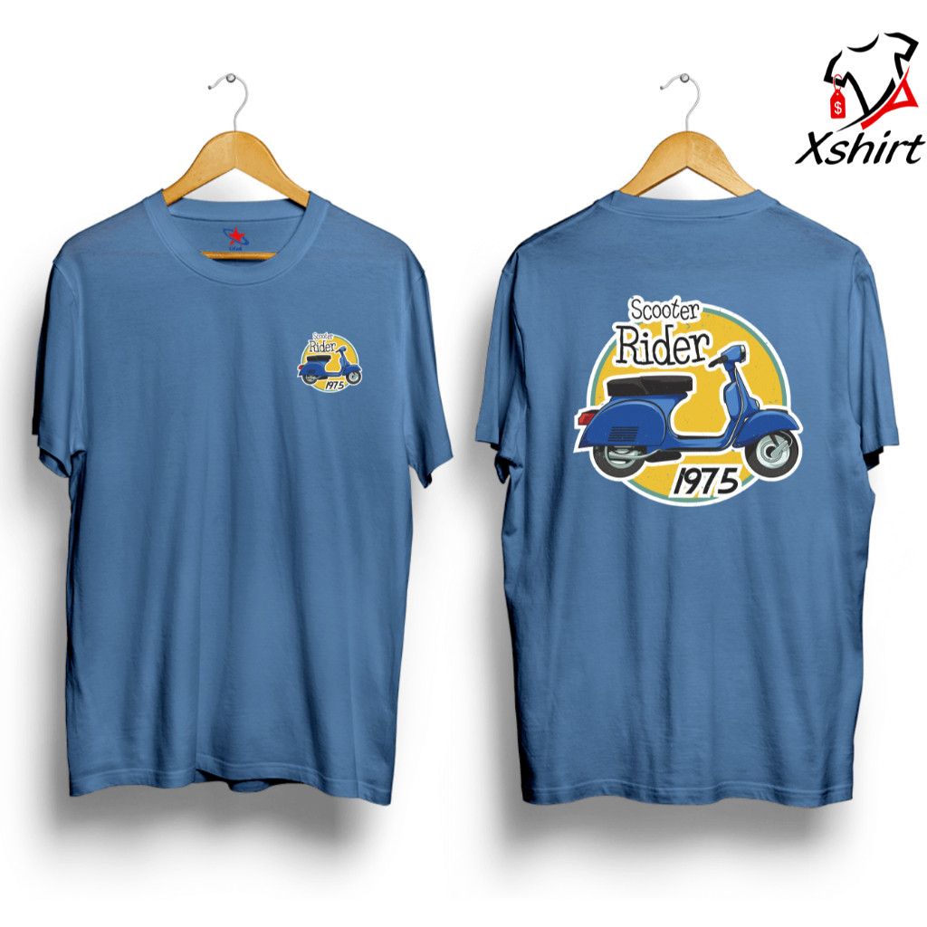 Baju Kaos Scooter Rider 1975 | Tshirt Ridding Scooter Vespa Cotton Combed Nyaman