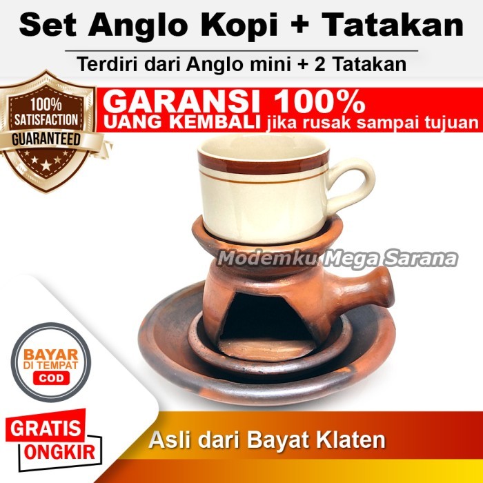 Set Tungku Anglo Kopi Arang Bakar Angringan Jadul Tanah Liat Gerabah Tatakan Anglo Teh Cangkir Gelas