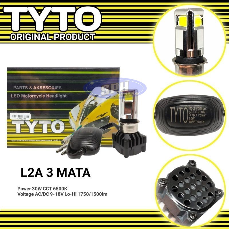 Lampu Headlamp HID 3 sisi L2A 30watt Tyto Led Lampu Motor Hid