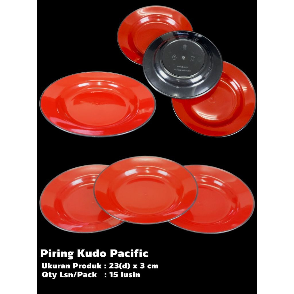 PIRING KUDO PCF/PIRING JEPANG/PIRING BULAT MERAH/PIRING RAMEN/PIRING MAKAN PLASTIK ALA JEPANG TEBAL 