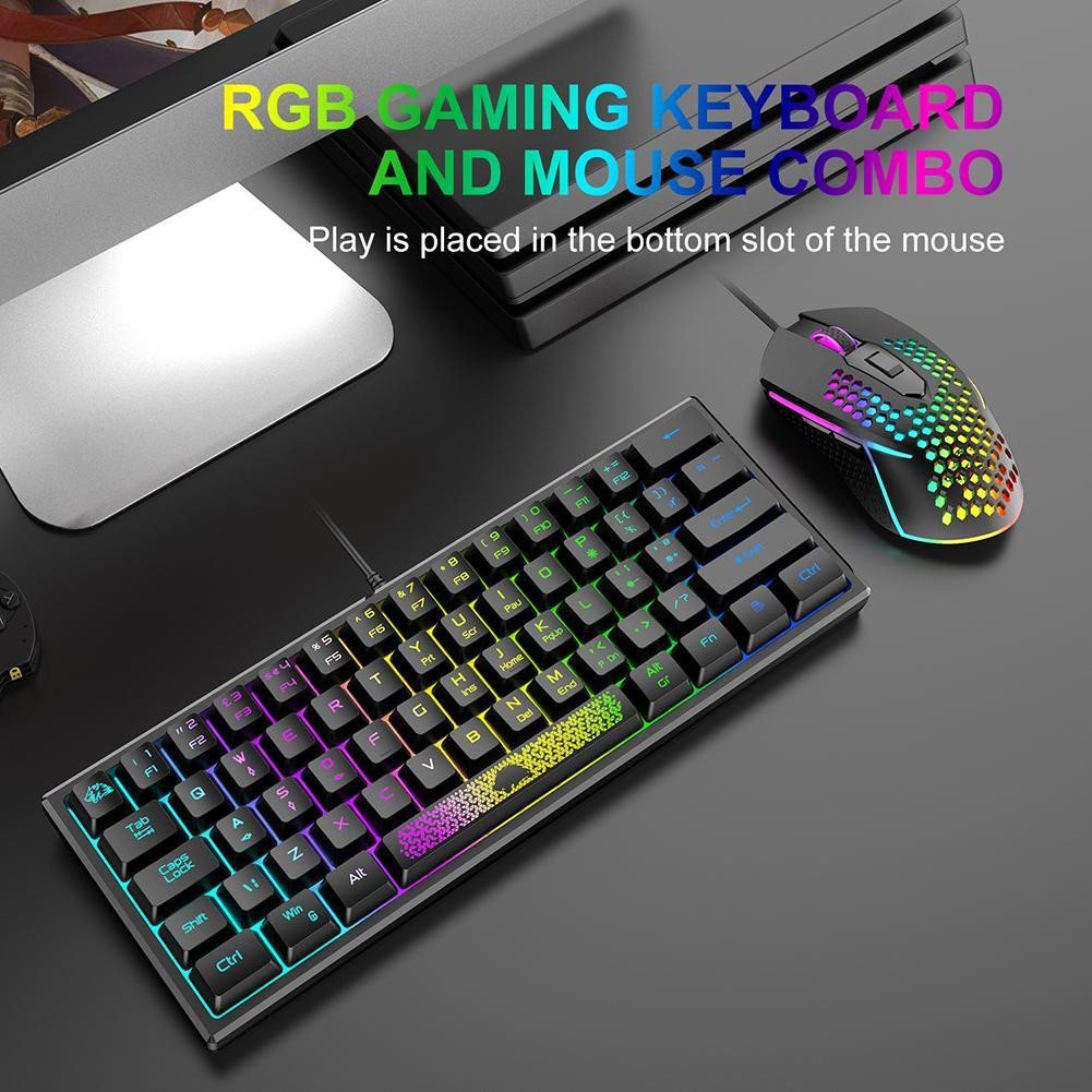 K61 USB 60 Percent RGB Wired Keyboard 62 Keys Ergonomic Gaming Laptop Keyboard