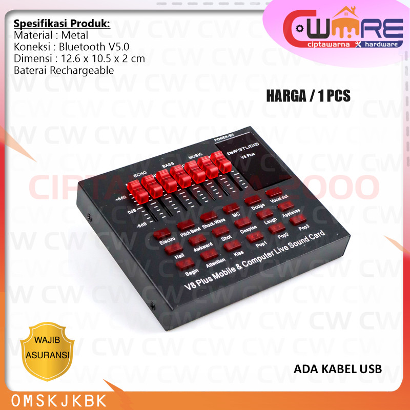 Soundcard Bluetooth USB External Soundcard Live Mic Headset V8 Plus - BDB CW2K