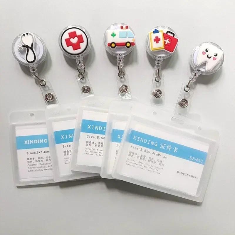 

1Pcs Retractable Pull Badge Nurse Cute Badge Reel Clip Badge Holder Doctor ID Card Chain Clips School Student Office