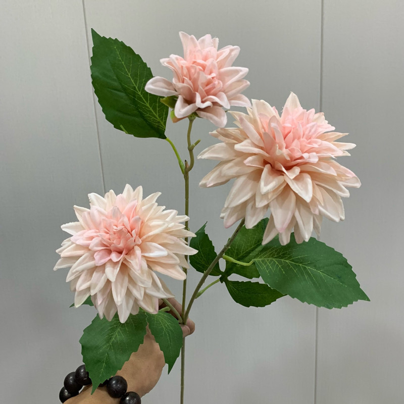 

Lifelike artificial dahlia flower with 3 heads long branch silk flower for home wedding decor birthday party bedroom Decoration
