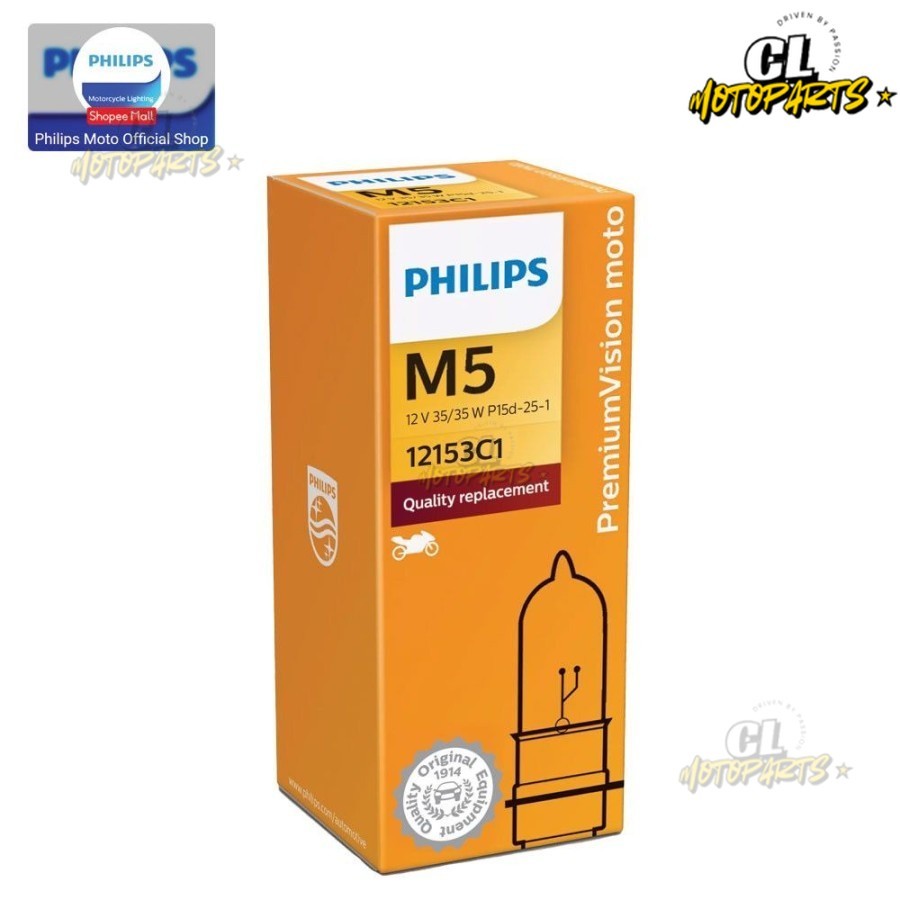 CL - BOHLAM LAMPU DEPAN HALOGEN PHILIPS M5 18w 25w 35w MIO VARIO BEAT SUPRA REVO Bolam matic bebek m