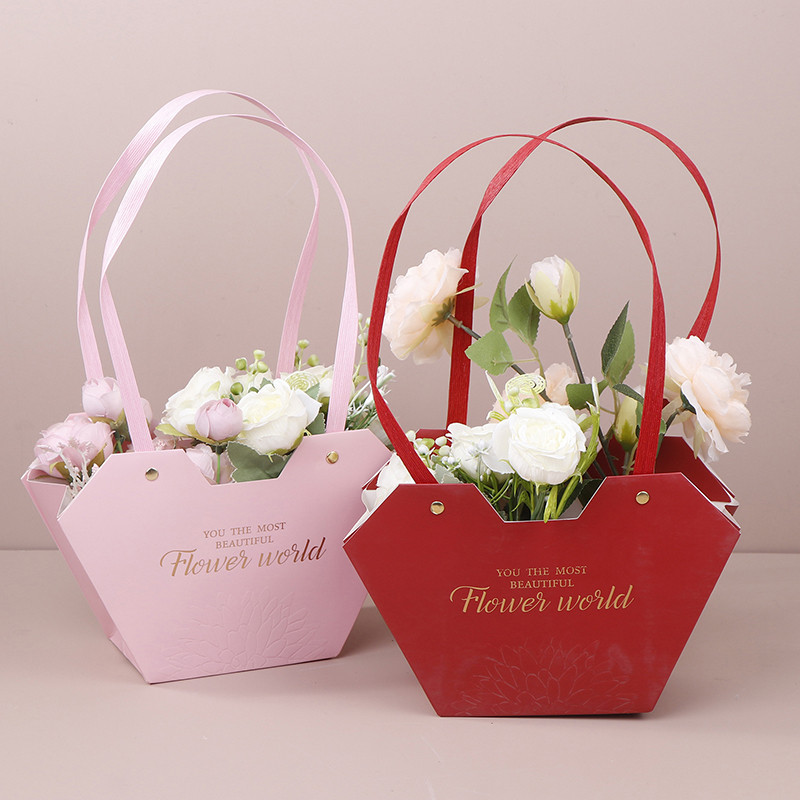 

Heart Handbag Handheld Boxes Flower Candy Gift Bouquet Flower Arrangement Packaging Bag DIY Floral Material Party Supplies