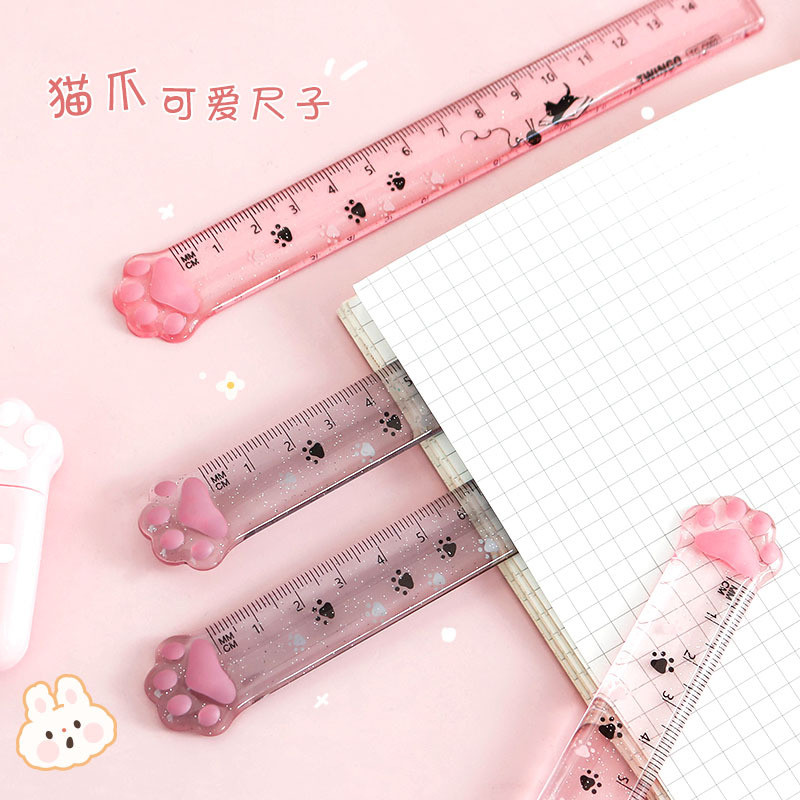 

15cm Ruler Cute Cat Paw Plastic Straight Rulers Kawaii School Office Supplies Planner Accessories Student Prize Drawing tools