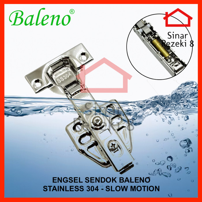 Engsel Sendok Baleno Stainless 304 Slow Motion / Soft Close + Clip Hidrolik Pintu Lemari Anti Air Ba
