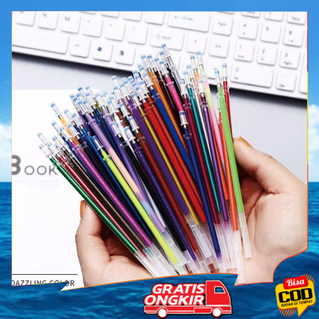 

12PCS Refil Tinta WARNA WARNI Pena Cair / Isi Ulang Tinta Cair Pena 0.5 mm / Pulpen Gel Cair Premium Import P17