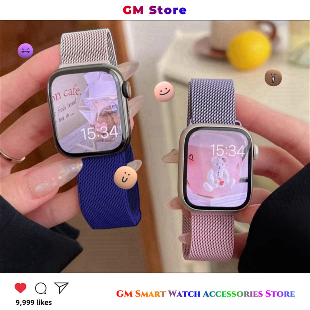 AIG Tali Jam Tangan Milanese Stainless Steel Magnetik Warna Cocok untuk Apple Watch Seri 10 Ultra 2