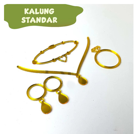 Paling Murah!! Perhiasan Mahar Pernikahan Emas Akrilik Gold Cincin Gelas Kalung Akrilik Mahar Sesera