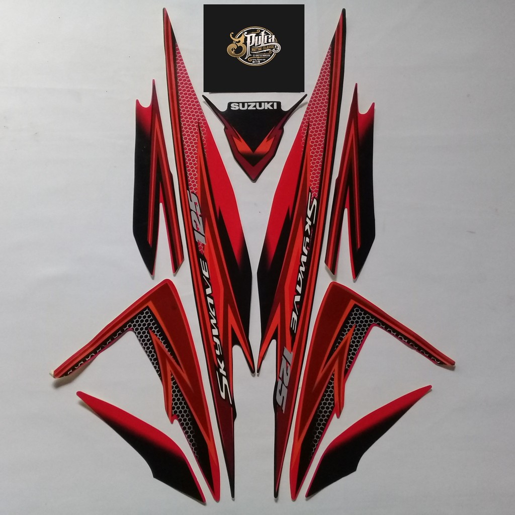 Sticker striping motor suzuki skywave 125 2008 hitam-merah