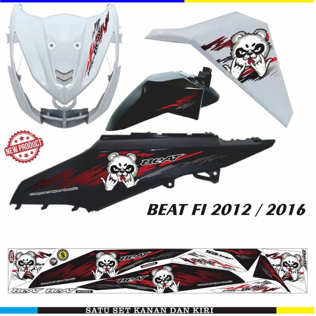 STIKER MOTOR STRIPING BEAT FI MOTIF PANDA KEREN variasi motor