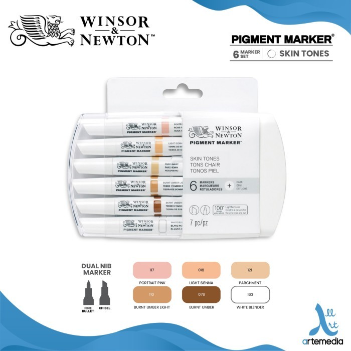 

[New Arrival] Marker Winsor & Newton Dual Nib Pigment Marker Set 6 Spidol Warna - SKIN TONES 1