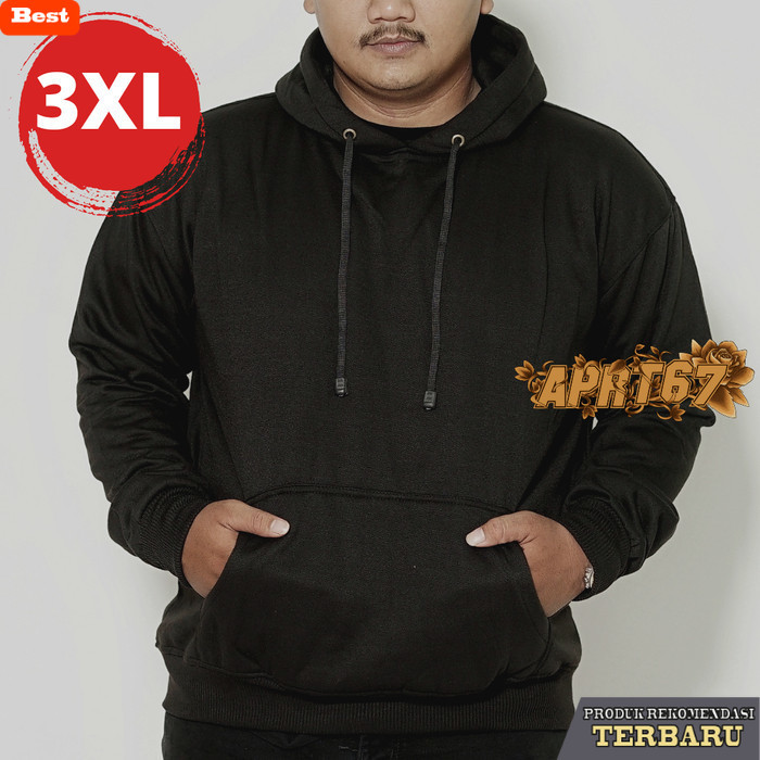 hoodie pria keren Jaket JUMBO XXL-XXXL Hoodie Hitam Polos Pria & Wanita