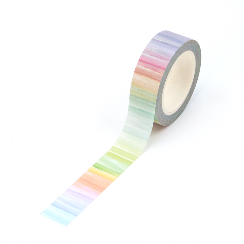 

NEW 1PC. Cute Rainbow Stripes Washi Tape for Scrapbooking Adhesive Stickers Decorative Masking Tape Journal Material Stationery