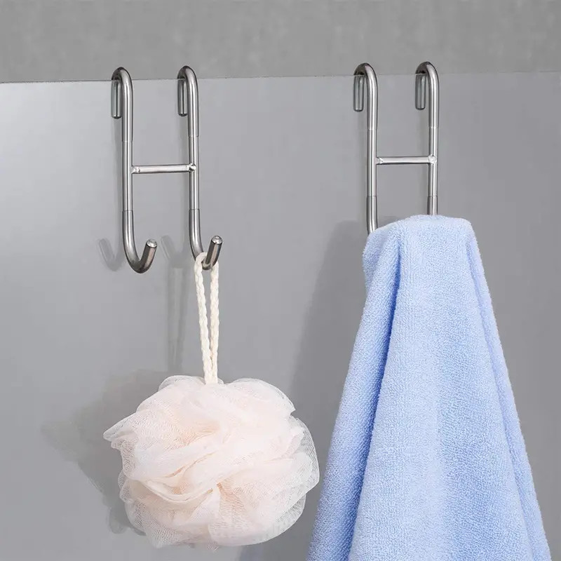 

Shower Door Hook Metal Hanging Hook For Clothes Coat Towel Multifunctional Strong Bearing Hook Bathroom Shower Glass Door Hook
