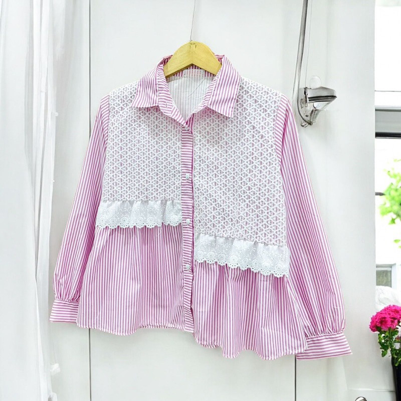 GZB Fashion Baju Lebaran Wanita Terbaru /  ATHAYA BLOUSE Brukat Kekinian / Blus Casual Murah Motif S