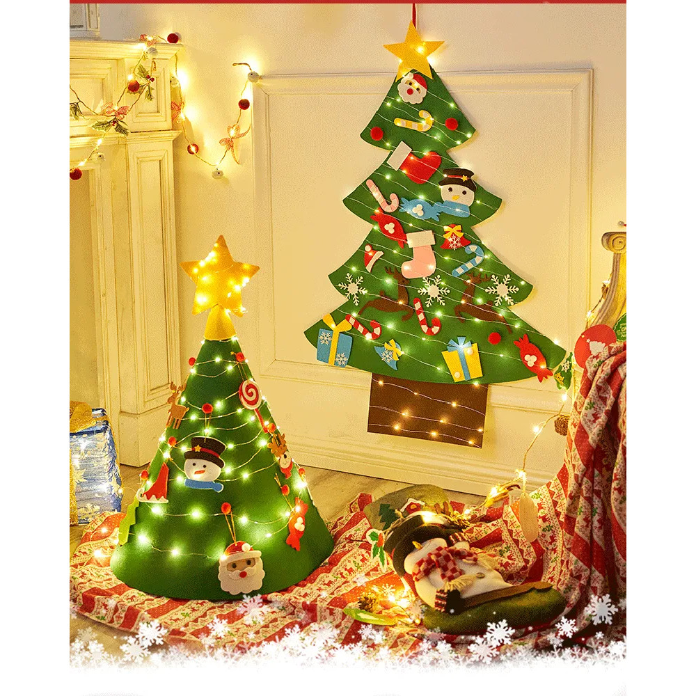 

Baby Montessori Toy 32pcs DIY Felt Christmas Tree Toddlers Busy Board Xmas Tree Gift for Boy Girl Door Wall Ornament Decorations