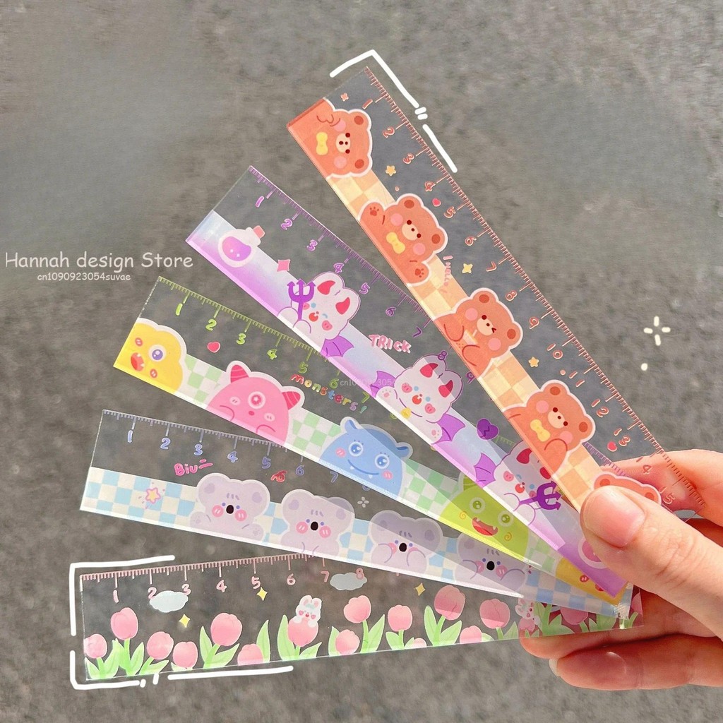 

15cm Bear rabbit Ruler Multifunction Drawing Tools Student Cartoon Rulers Double-duty School Office Supplies school supplies