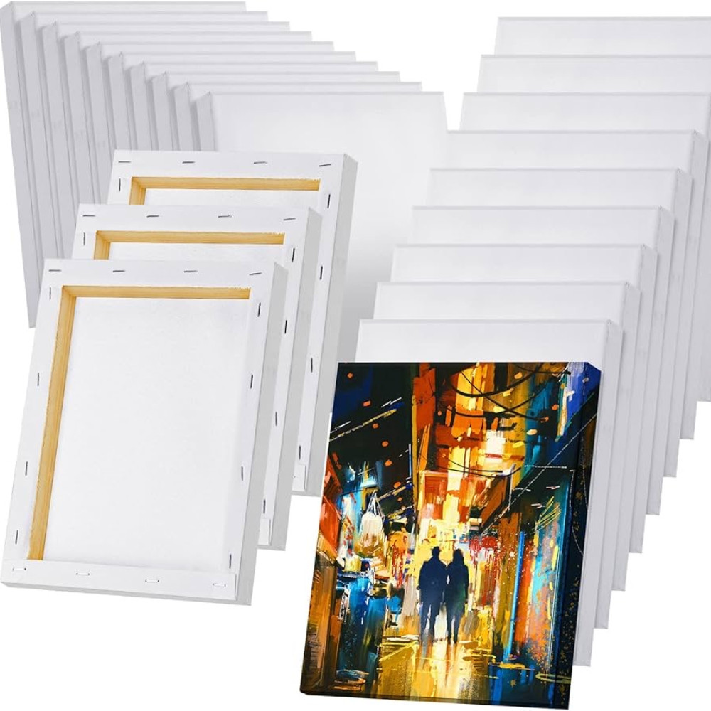 

Set of 8, 100% Cotton White Artist Canvas for Painting Acrylic Pouring Oil Paint Dry & Wet Art Media DIY Fun Oil Painting