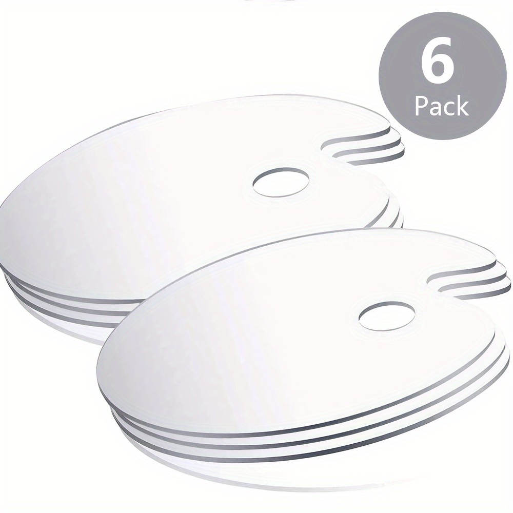 

6pcs Clear Acrylic Paint Palette with Thumb Hole, Non-Stick Oil Paint Palette Oval Shaped Artist Painting Palette Mixing Palette